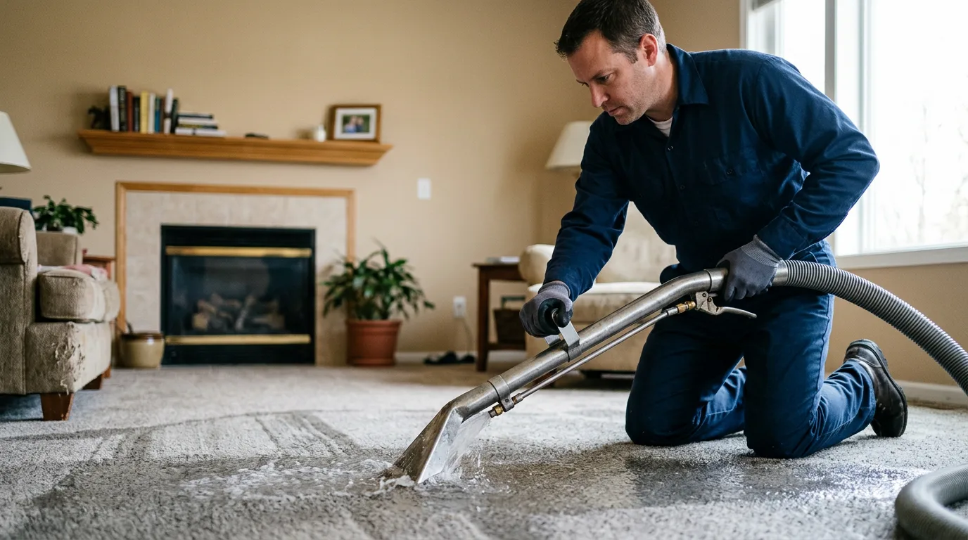 Water damage restoration technician working near Wilson, NC